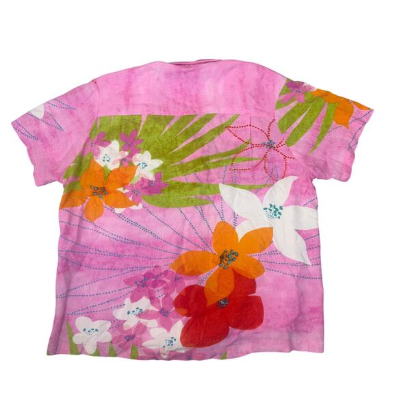 Vintage Jams Word Sweet Pink Hawaiian Button down Floral Patter Shirt Adult Sm - Picture 2 of 9